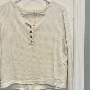 O'Neill Cream Long Sleeve Polo Blouse